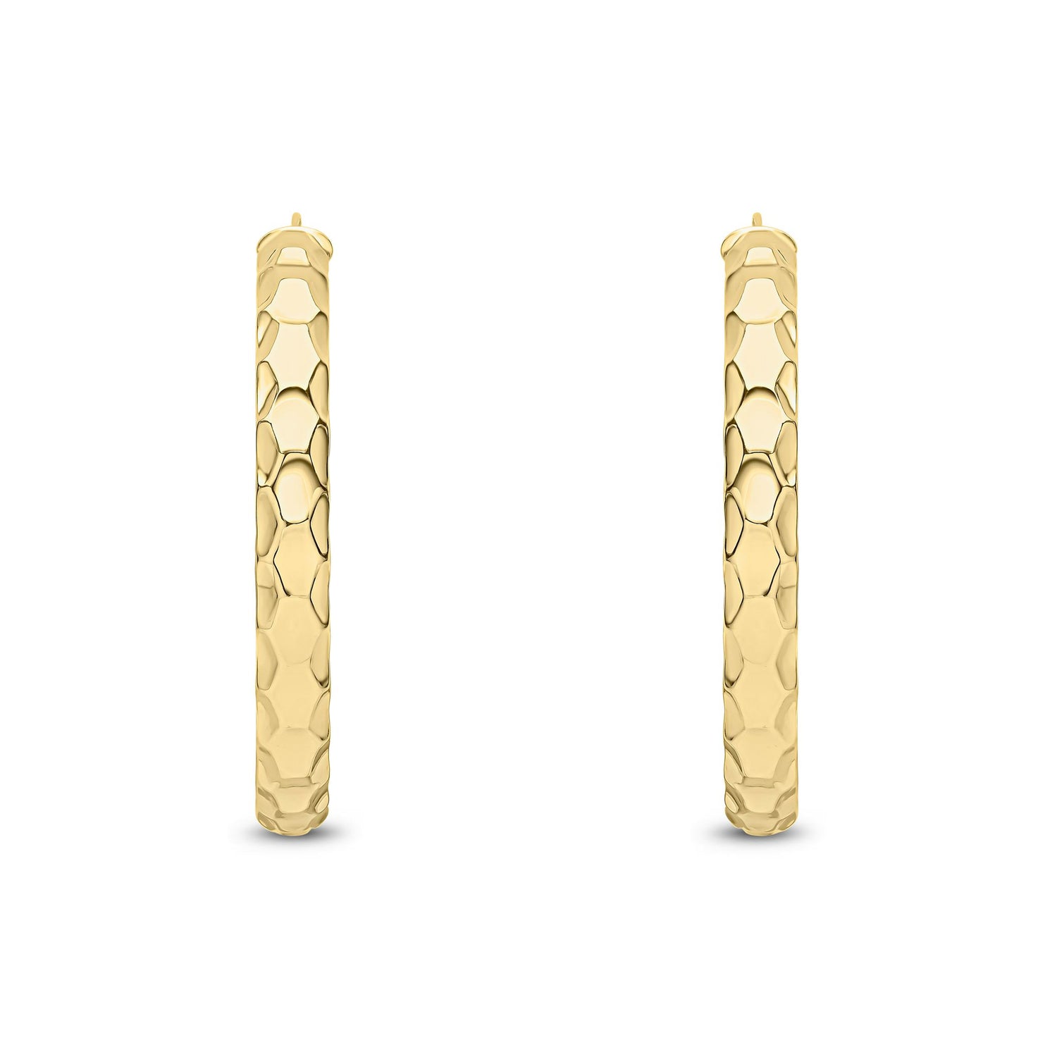 9ct Yellow Gold Hammered Oval Hoop Earrings