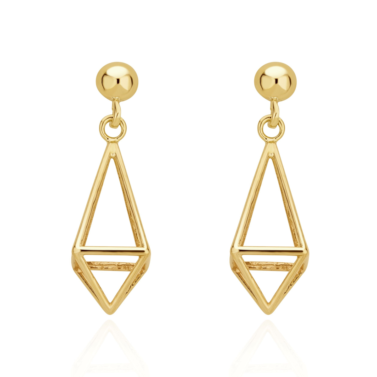 9ct Yellow Gold 3D Kite Drop Earrings