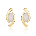 9ct Yellow Gold Oval Natural Opal 'Eye' Stud Earrings — 6x4mm