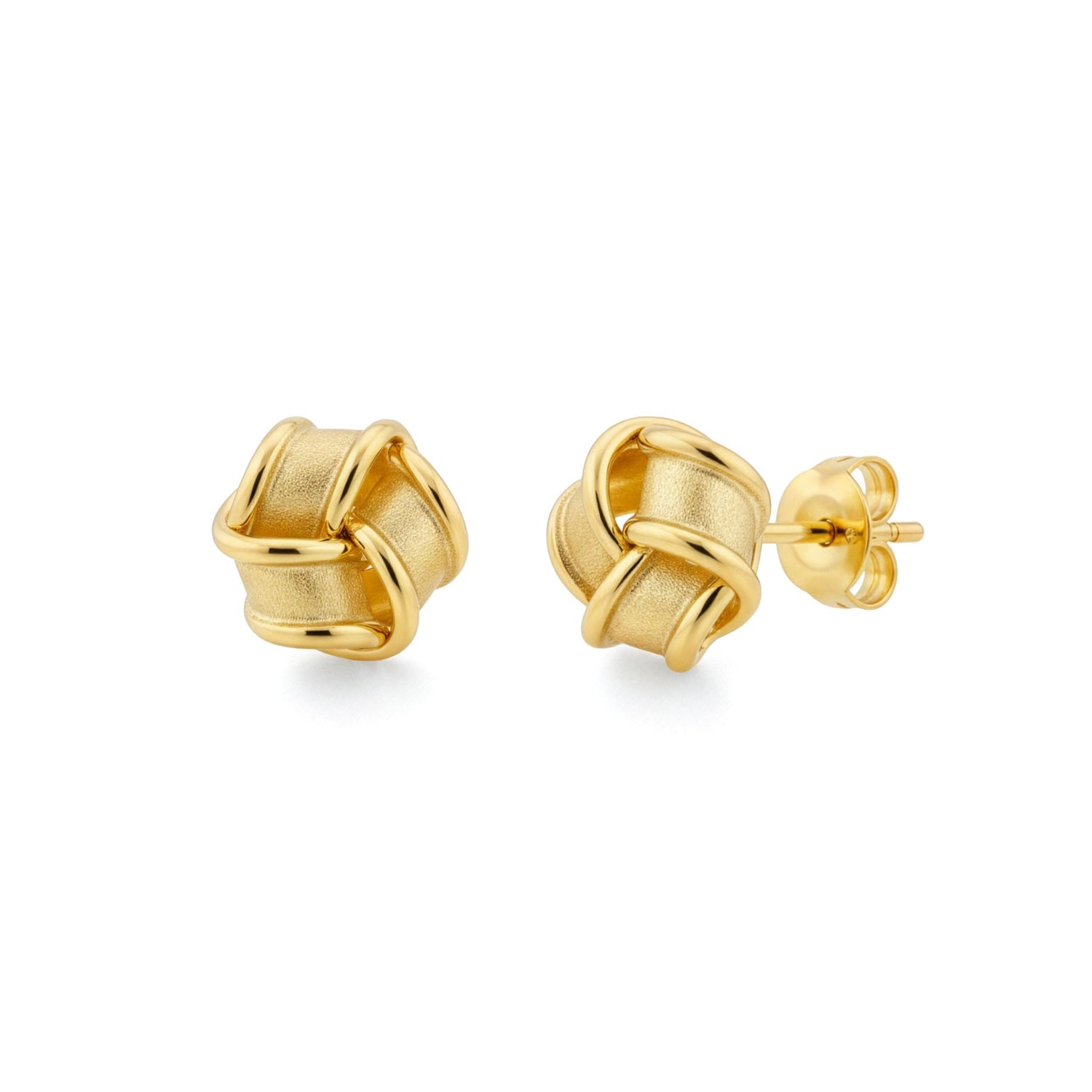 9ct Yellow Gold Polished Interlaced Knot Stud Earrings — 9mm