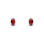 9ct White Gold Oval Natural Garnet Claw Stud Earrings — 5x3mm