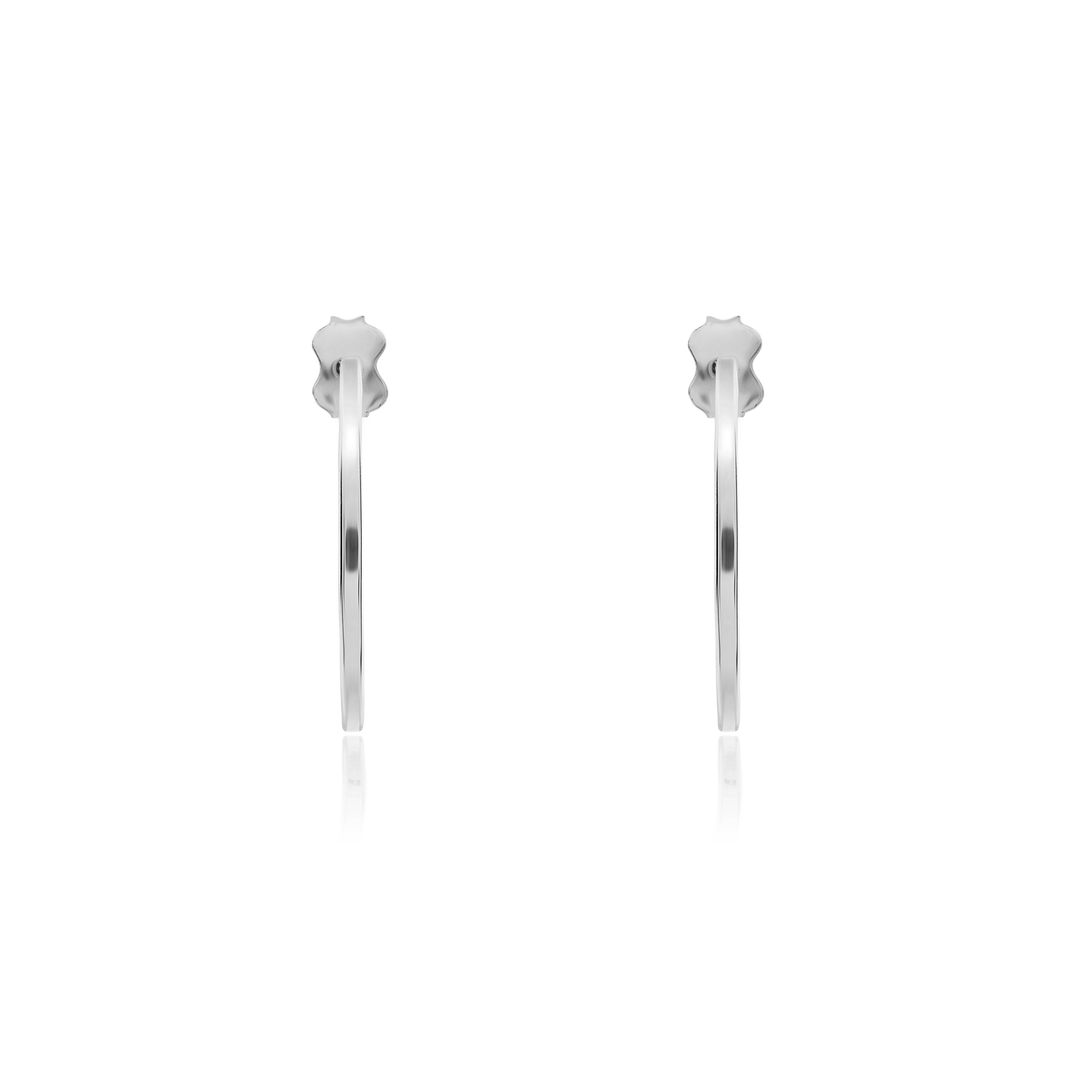 9ct White Gold Square Tube Hoop Earrings with Peg and Scroll Fittings — 17x1mm