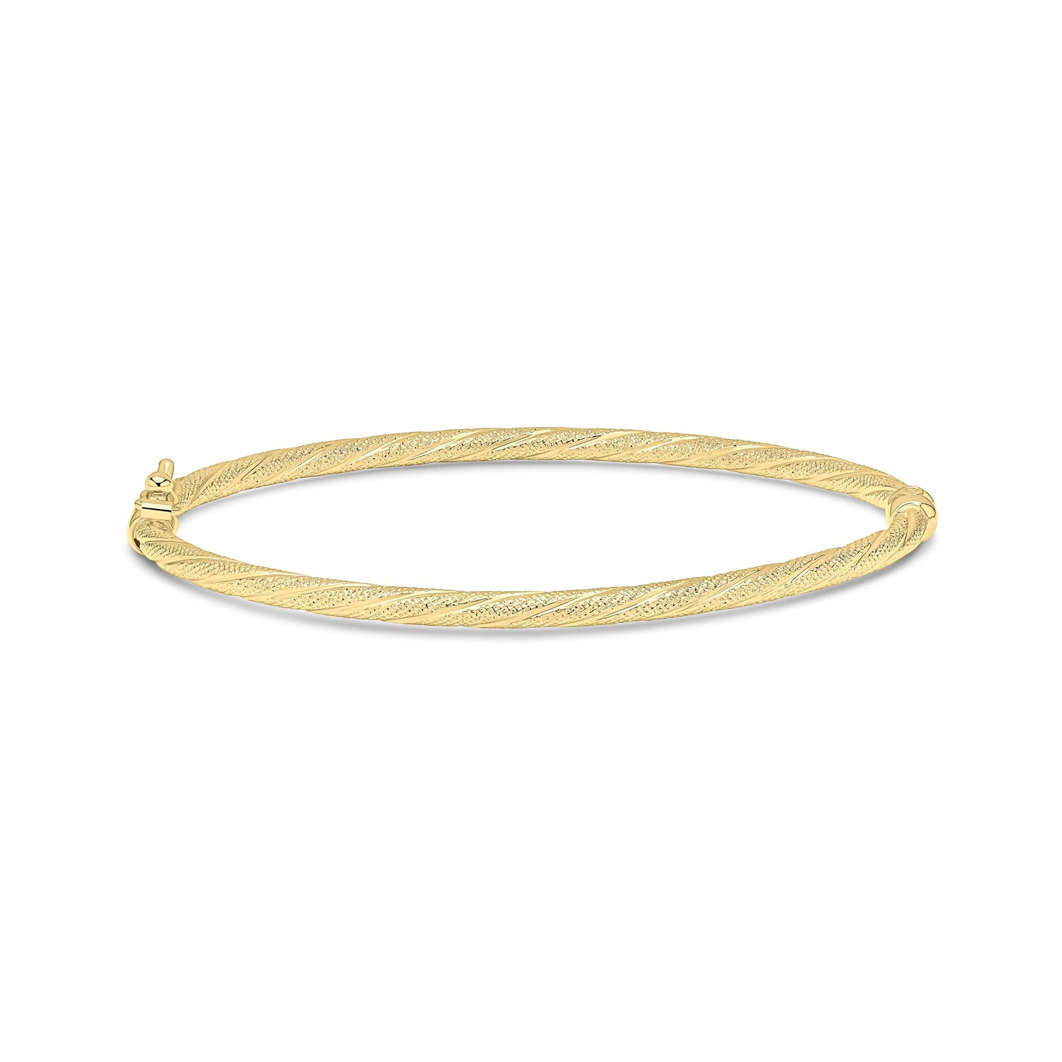 9ct Yellow Gold Textured Twisted Stripe Bangle