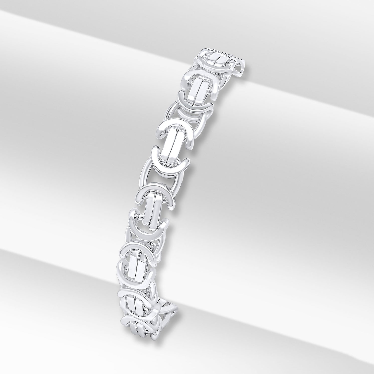 Sterling Silver 8mm Flat Byzantine Bracelet