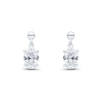 9ct White Gold Oval Cubic Zirconia CZ Claw Drop Earrings — 7x5mm