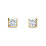 9ct Yellow Gold Square Cubic Zirconia CZ Rubover Stud Earrings — 5mm