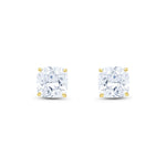 9ct Yellow Gold Cushion Cubic Zirconia CZ Claw Stud Earrings — 8mm