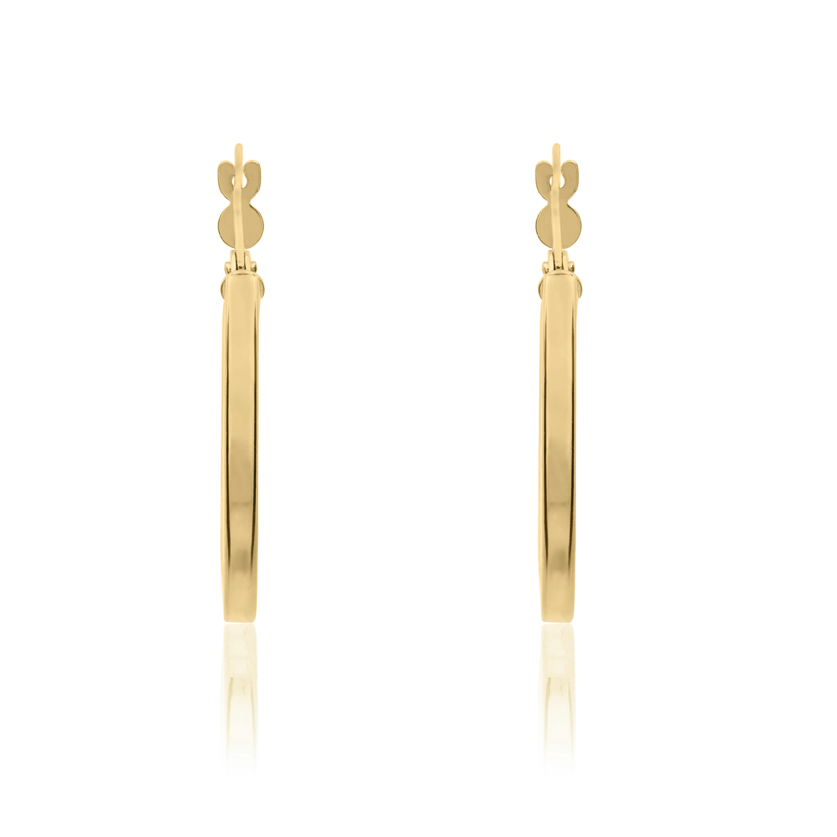 9ct Gold Square Tube Round Hoop Earrings — 24mm