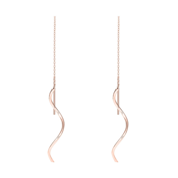 9ct Rose Gold Squiggle Pull-Through Drop Earrings