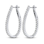 18ct White Gold Full Natural Diamond Horseshoe Hoop Earrings
