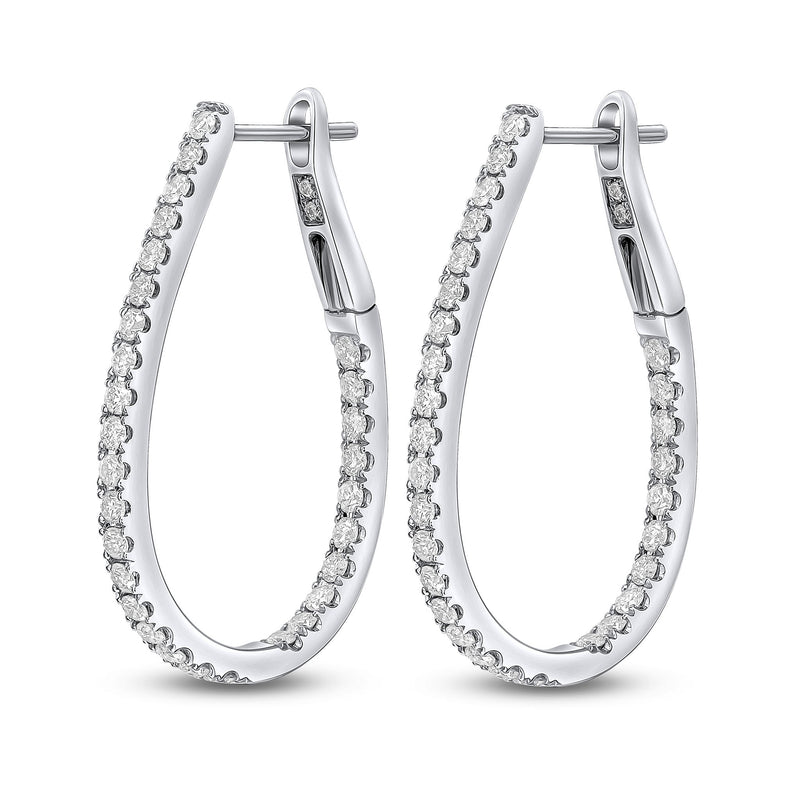 18ct White Gold Full Natural Diamond Horseshoe Hoop Earrings