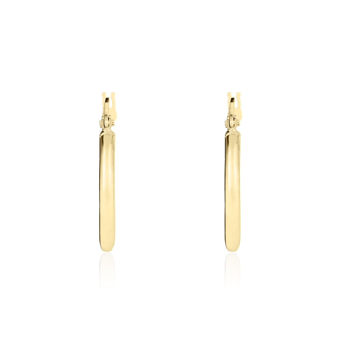 18ct Gold Polished Round Tube Hoop Earrings — 19mm