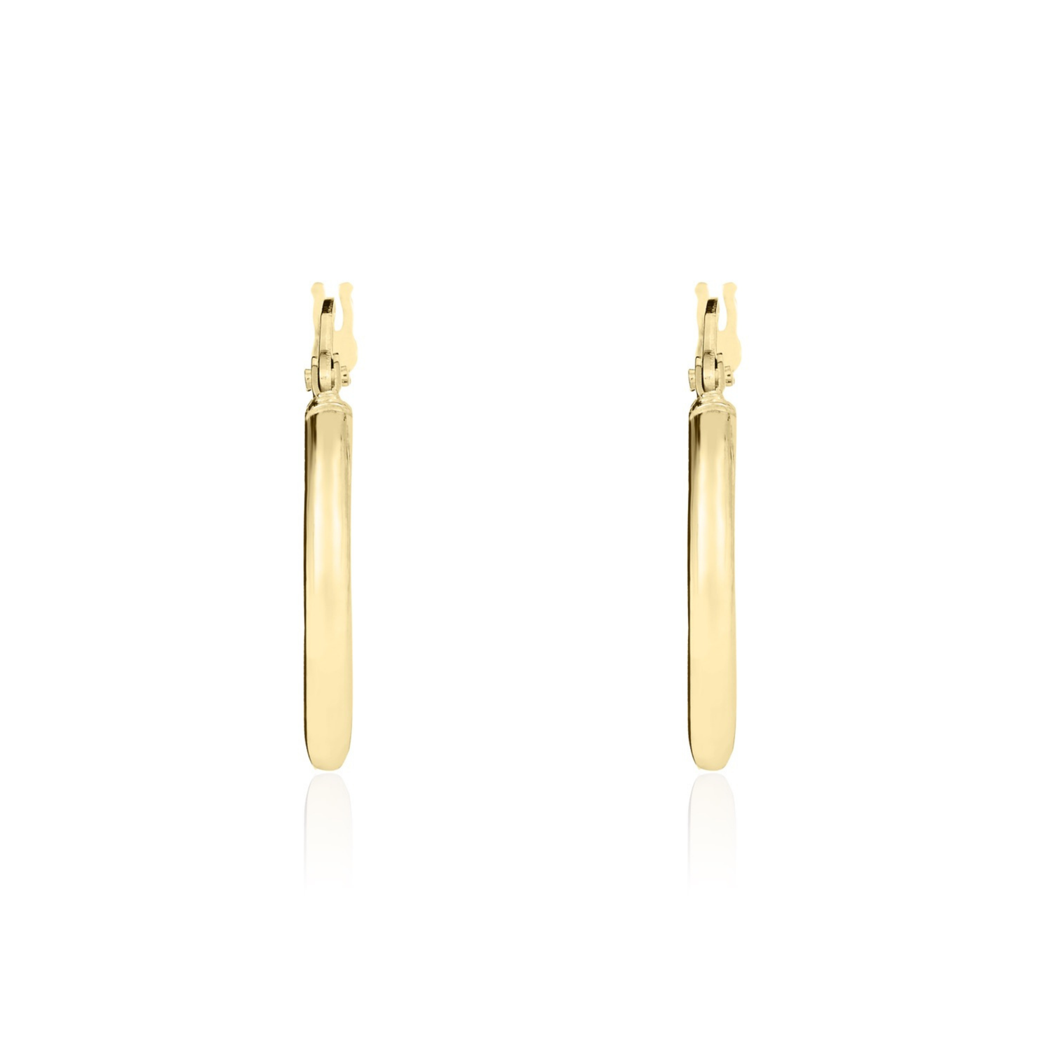 18ct Yellow Gold Polished Round Tube Hoop Earrings — 19x2mm