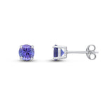 9ct White Gold Round Natural Tanzanite Claw Set Stud Earrings — 5mm
