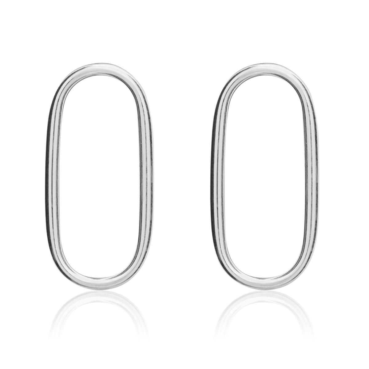 9ct White Gold Open Oval Stud Earrings