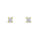 9ct Yellow Gold Round Cubic Zirconia CZ Claw Stud Earrings — 3mm