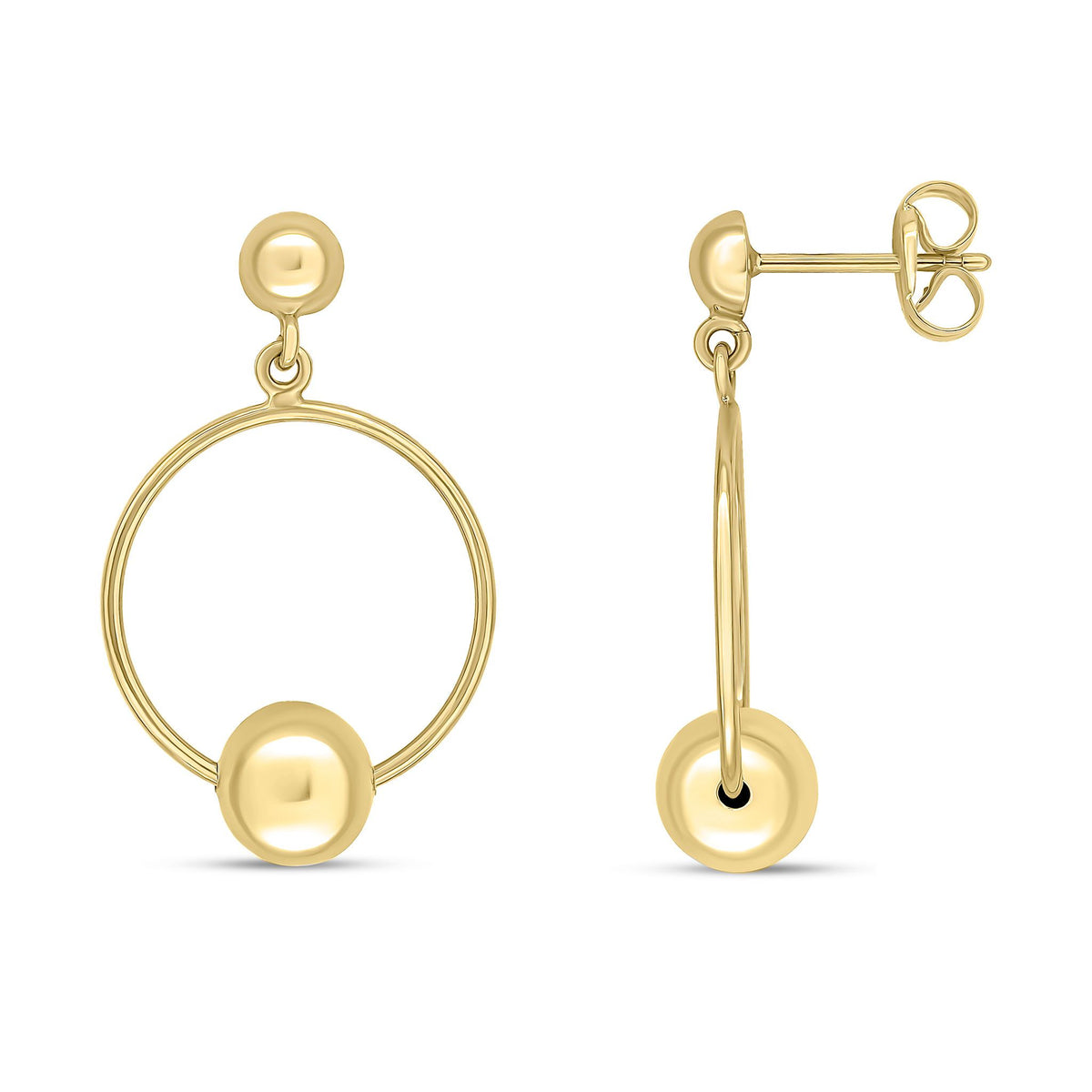 9ct Gold Ring and Polished 6mm Ball Drop Earrings