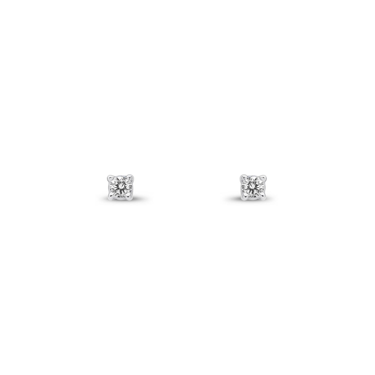 9ct Yellow Gold Round Natural Diamond Solitaire Stud Earrings — 2mm
