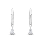18ct White Gold Hoop Earrings with Pear Shaped Natural Diamond Drops — 10mm