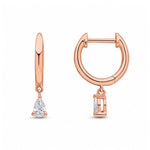 18ct Rose Gold Hoop Earrings with Pear Shaped Natural Diamond Drops — 10mm