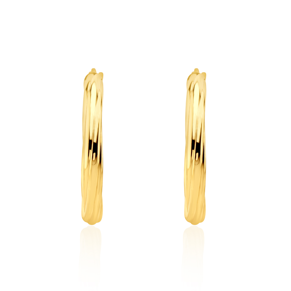 9ct Gold Twist Hoop Earrings — 26mm