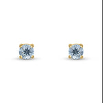 9ct Yellow Gold Round Natural Aquamarine Claw Stud Earrings — 4mm