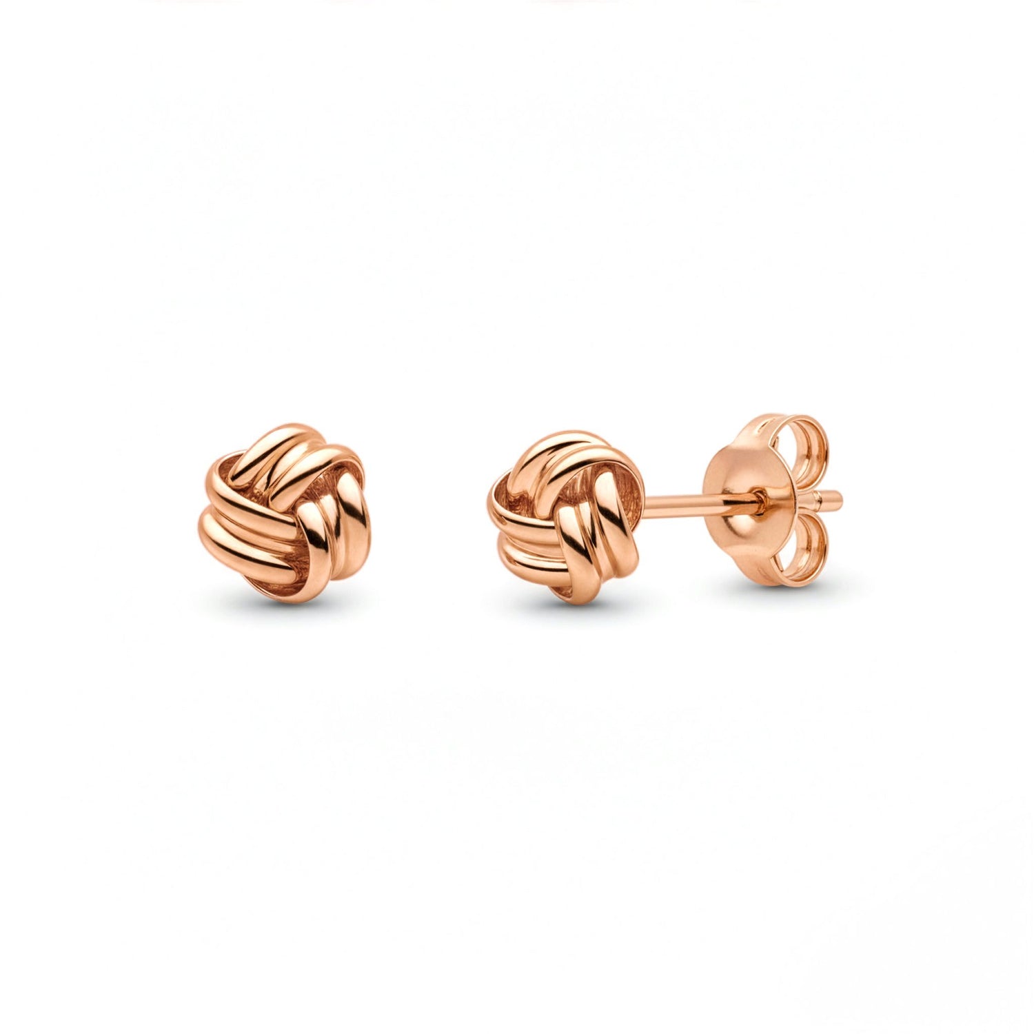 9ct Rose Gold Polished Sculptural Knot Stud Earrings — 5mm