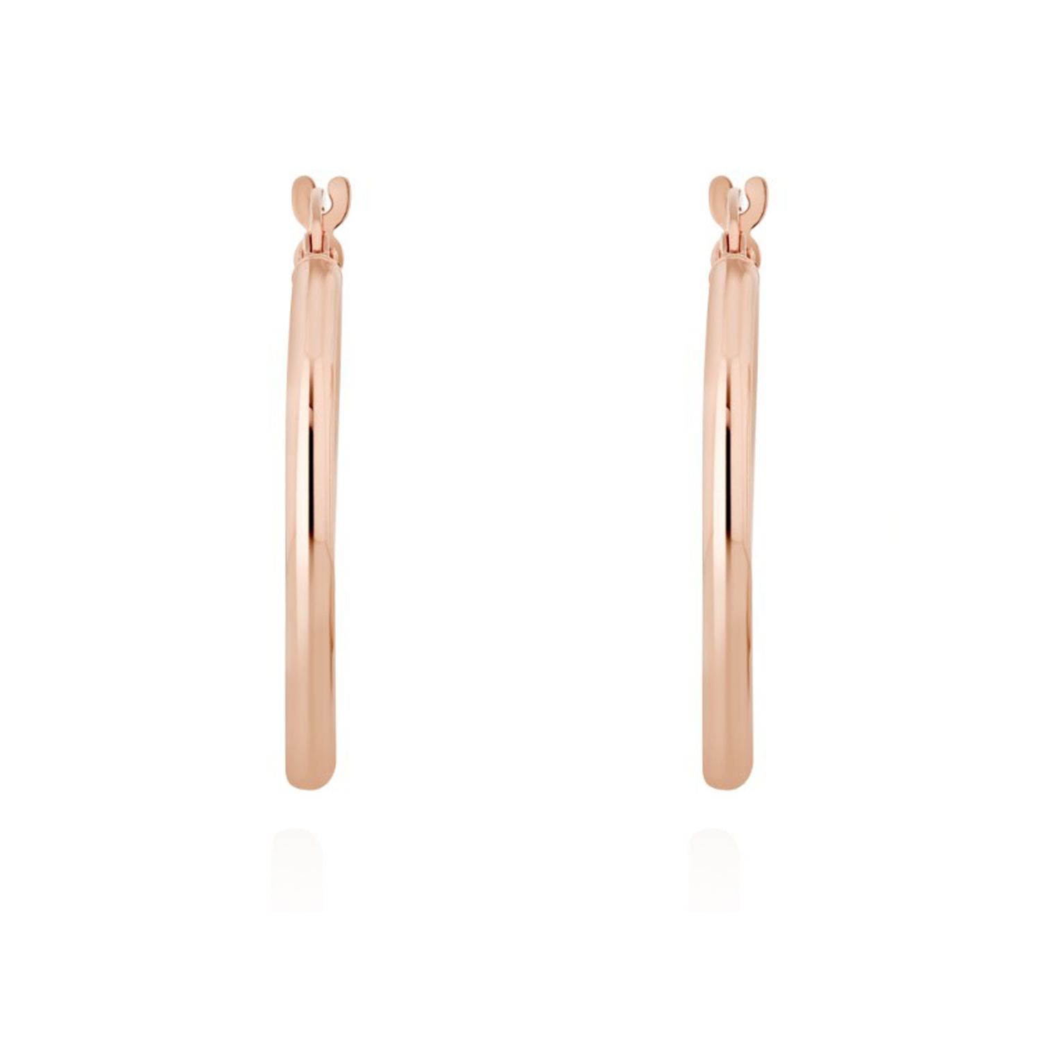 9ct Rose Gold Polished Tube Hoop Earrings — 24x2mm