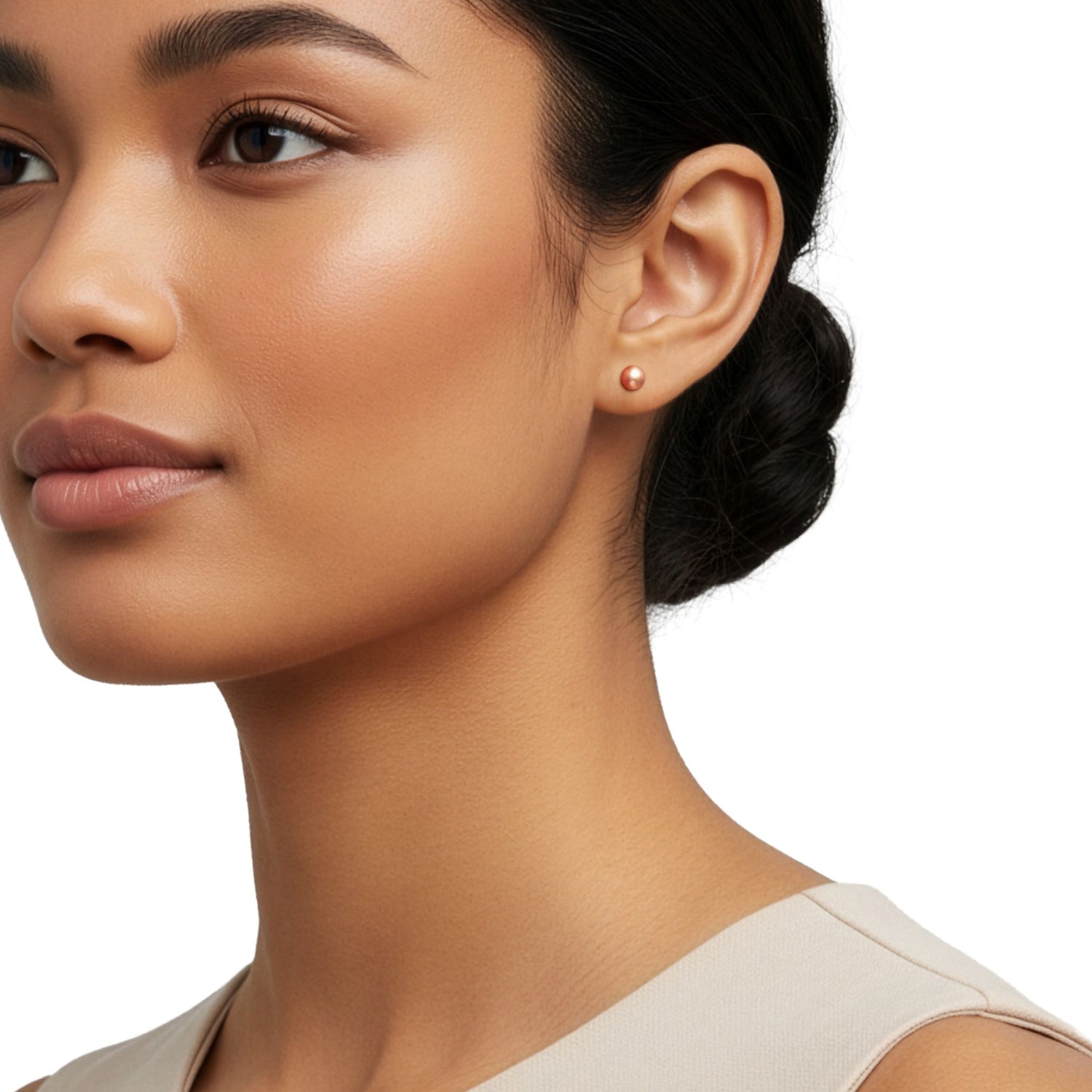 9ct Rose Gold Satin Ball Stud Earrings — 6mm