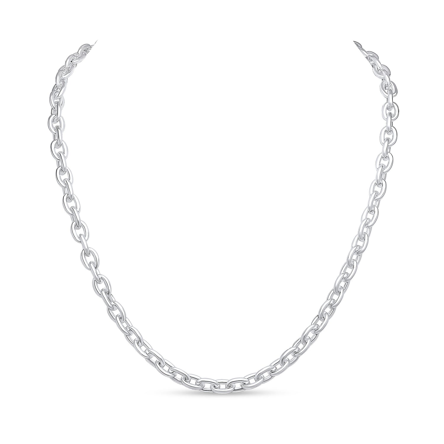 Sterling Silver 7mm Cable T-Bar Necklace