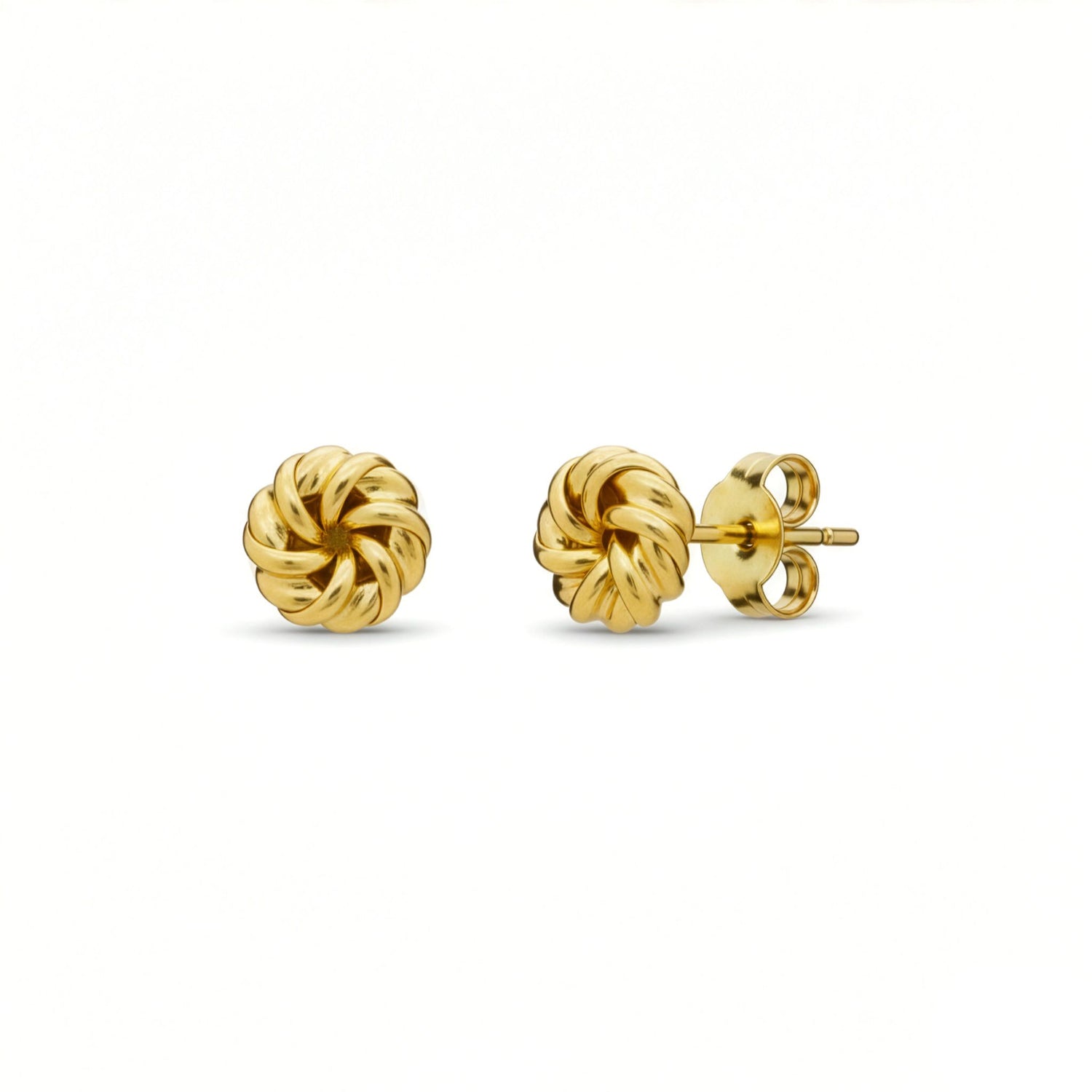 9ct Yellow Gold Polished Swirl Knot Stud Earrings — 6mm