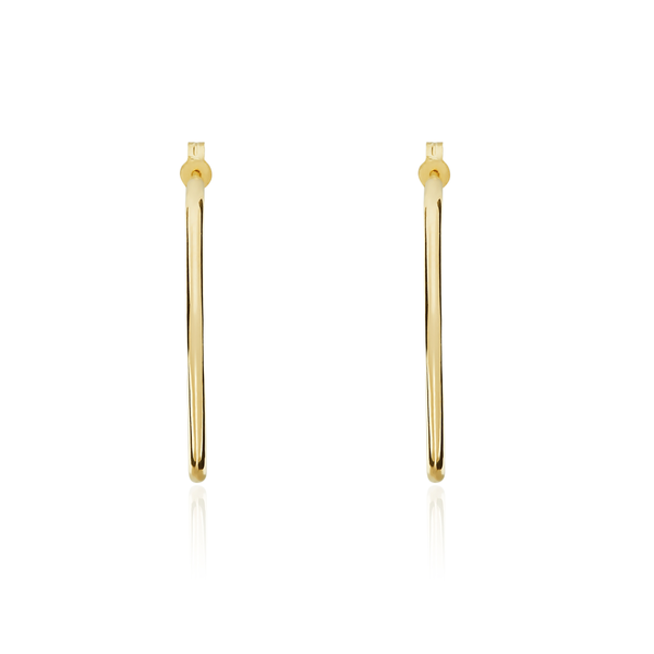 9ct Gold Hexagon Shape Hoop Earrings with Peg and Scroll Fittings — 28mm