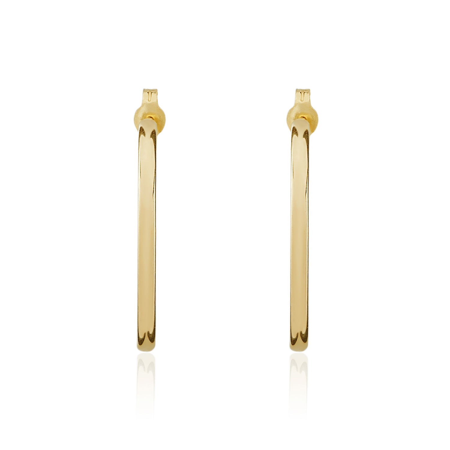9ct Yellow Gold Oval Hoop Earrings with Peg and Scroll Fittings
