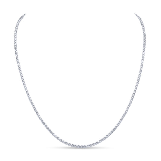 Sterling Silver Solid 2.5mm Rounded Box Belcher Necklace