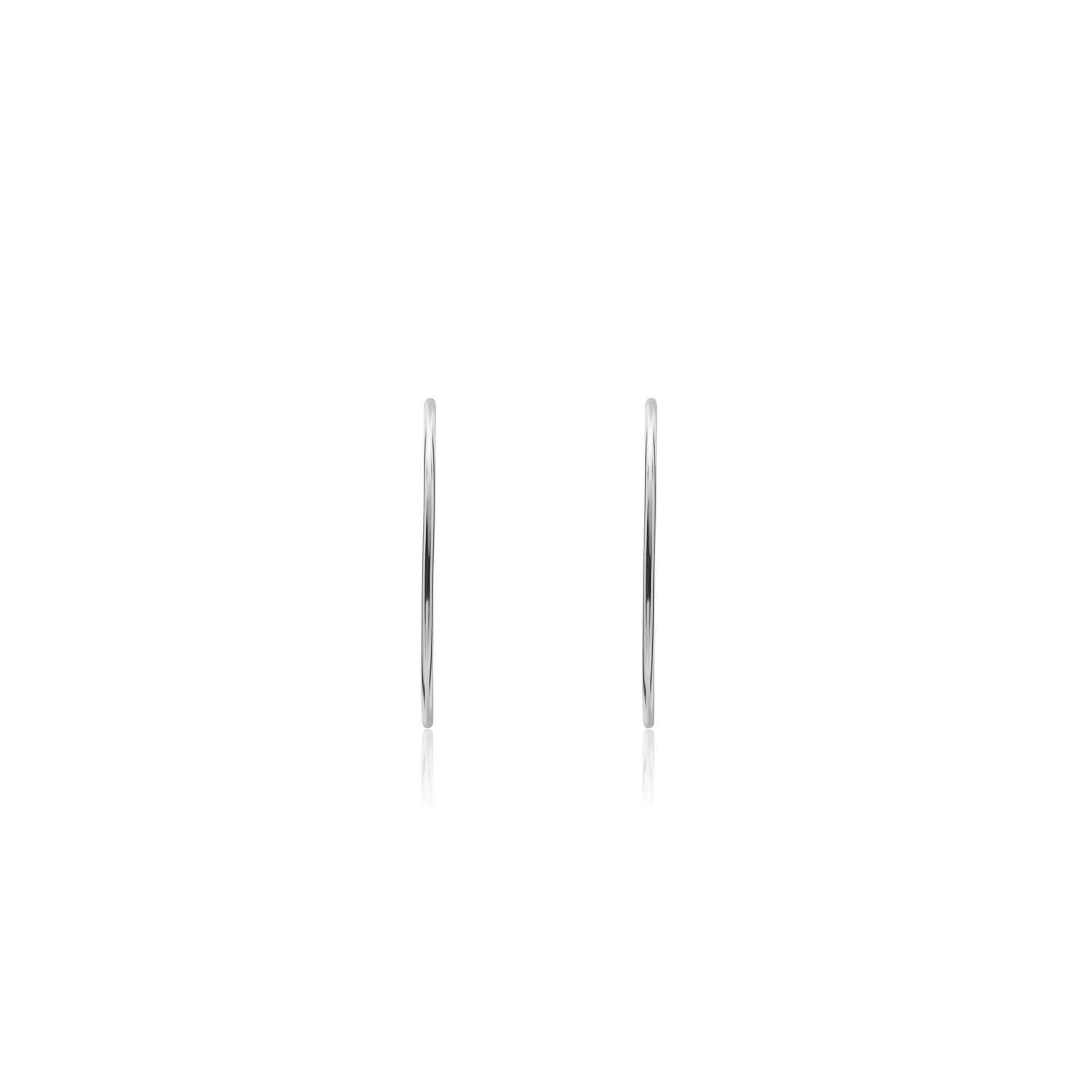 9ct White Gold Thin Sleeper Hoop Earrings — 24x1.5mm