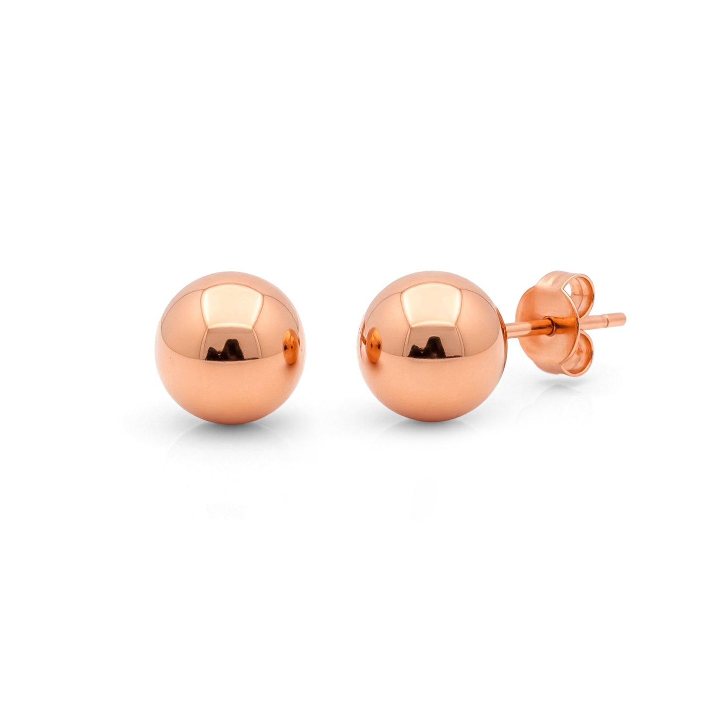 9ct Rose Gold Polished Ball Stud Earrings — 9mm