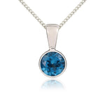 9ct White Gold Round Natural London Blue Topaz Rubover Pendant — 5mm