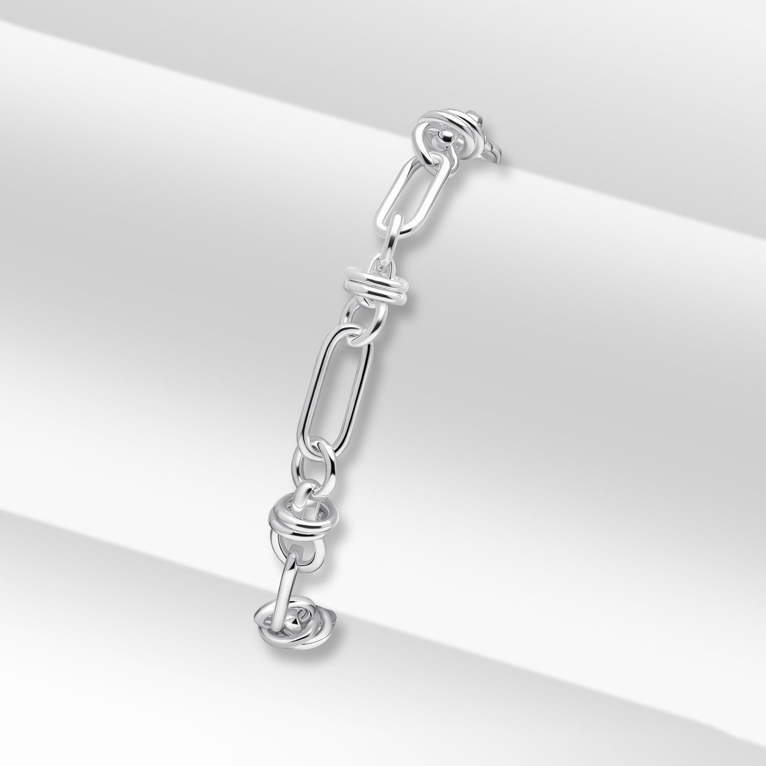 Sterling Silver Handmade Solid 7.5mm Oval Multi Link Bracelet with Bolt Ring
