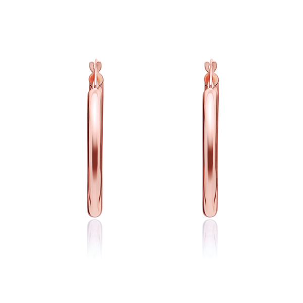 9ct Rose Gold Polished Tube Hoop Earrings — 31x3mm