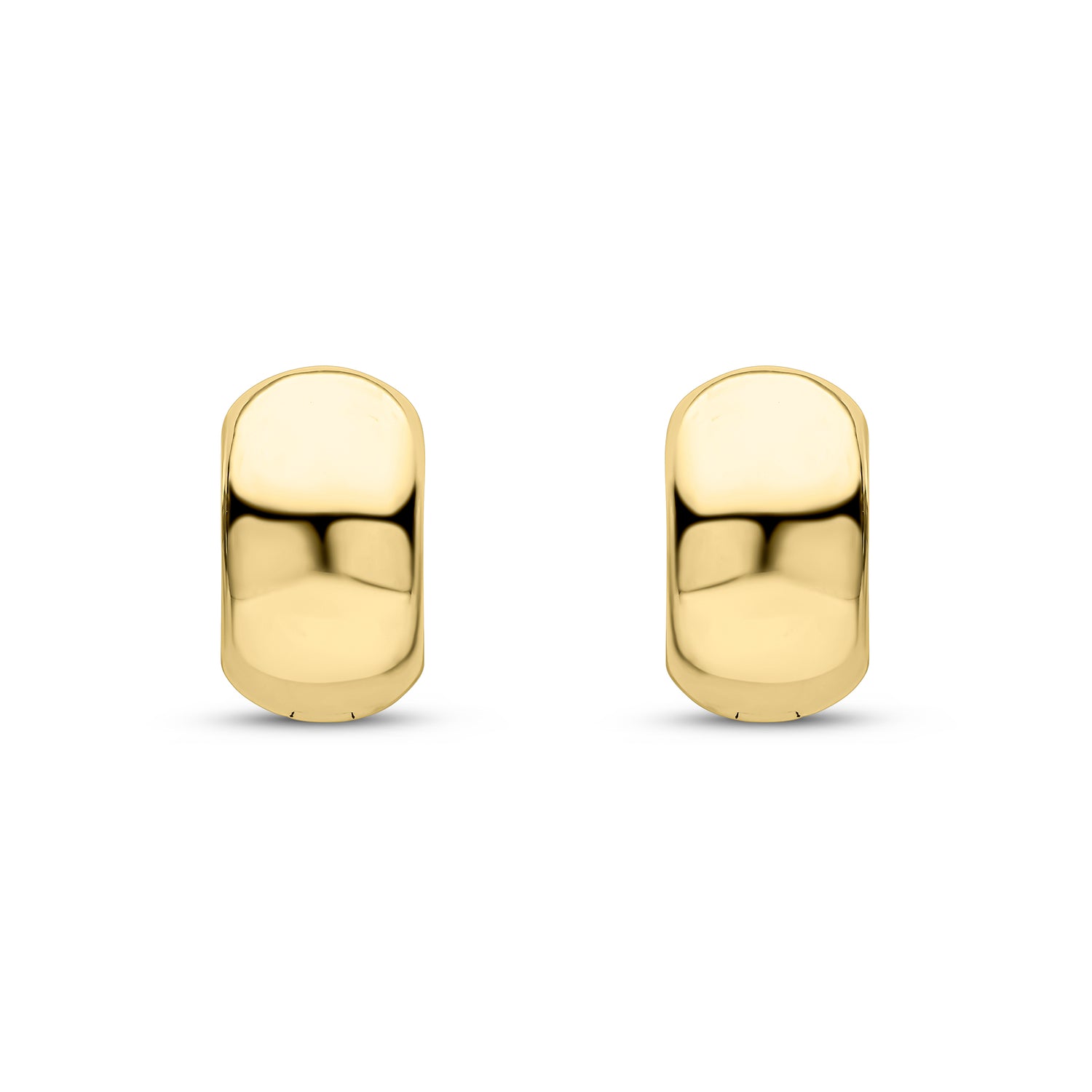 9ct Yellow Gold Polished Round Hinged Huggie Hoop Earrings — 13mm
