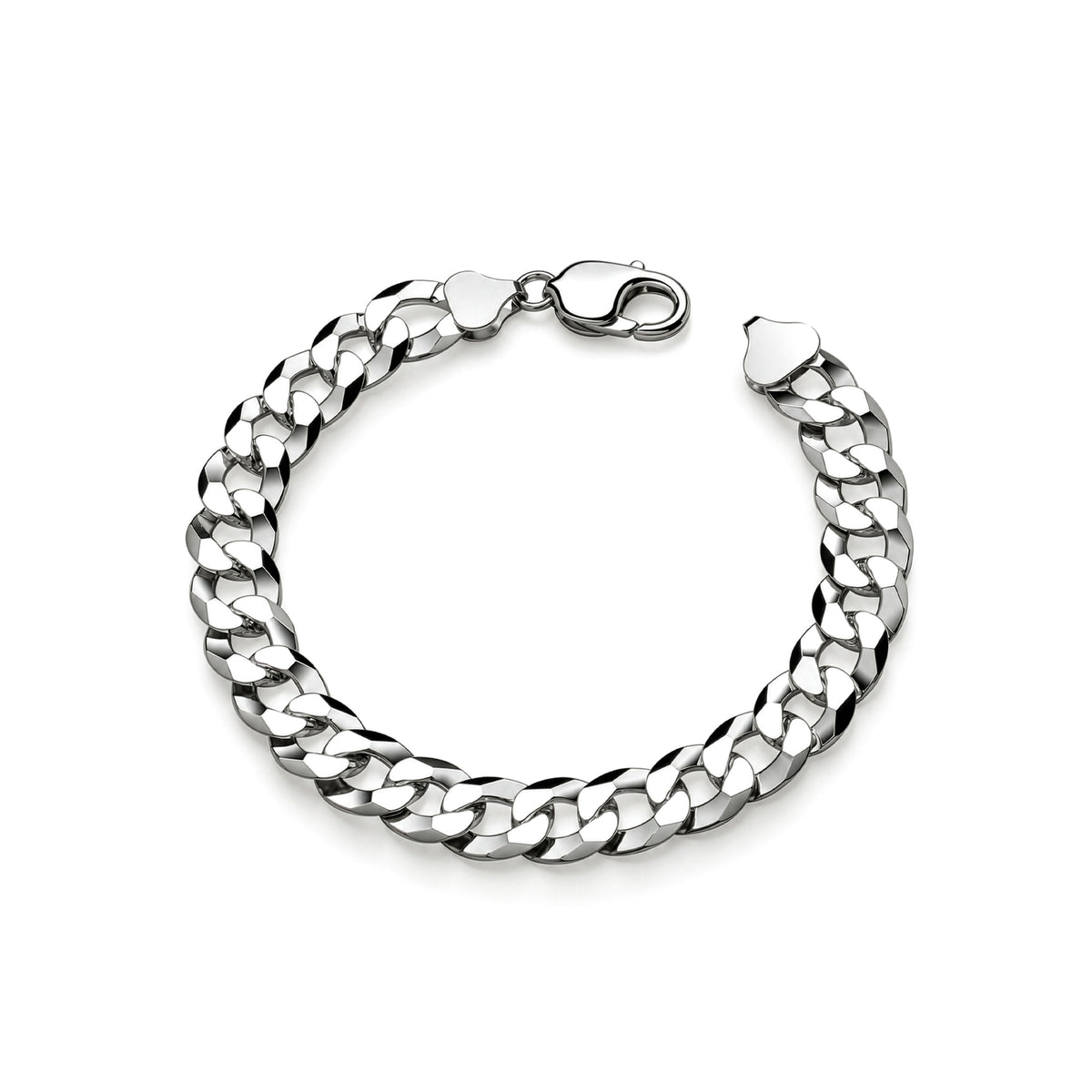Sterling silver 11mm mens curb bracelet 8.5 inch - top