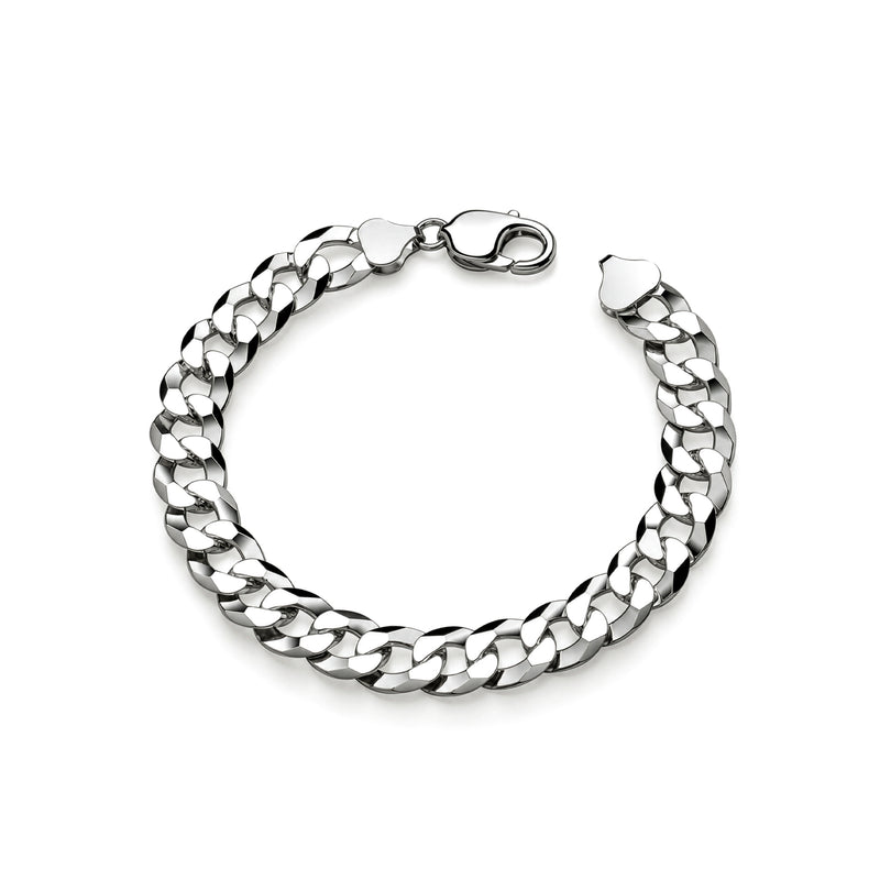 Sterling silver 11mm mens curb bracelet 8.5 inch - top