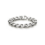 Sterling silver 15mm mens curb bracelet 9 inch - front