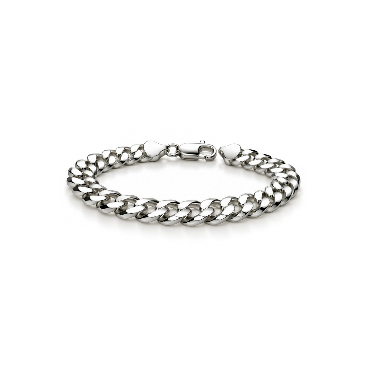 Sterling silver 8.75mm mens curb bracelet 8.5 inch - front