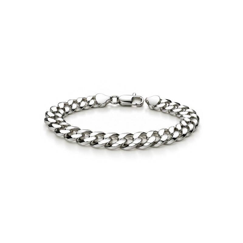 Sterling silver 8.75mm mens curb bracelet 8.5 inch - front