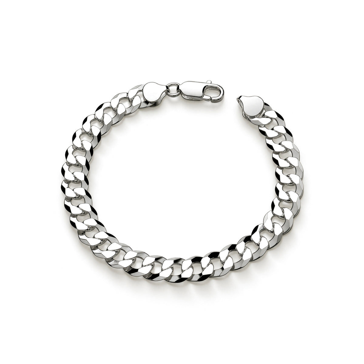 Sterling silver 8.75mm mens curb bracelet 8.5 inch - top