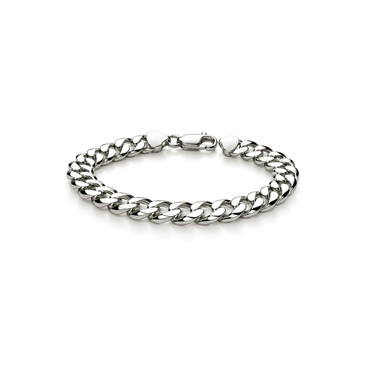 Sterling silver 8mm mens curb bracelet 8.5 inch - front