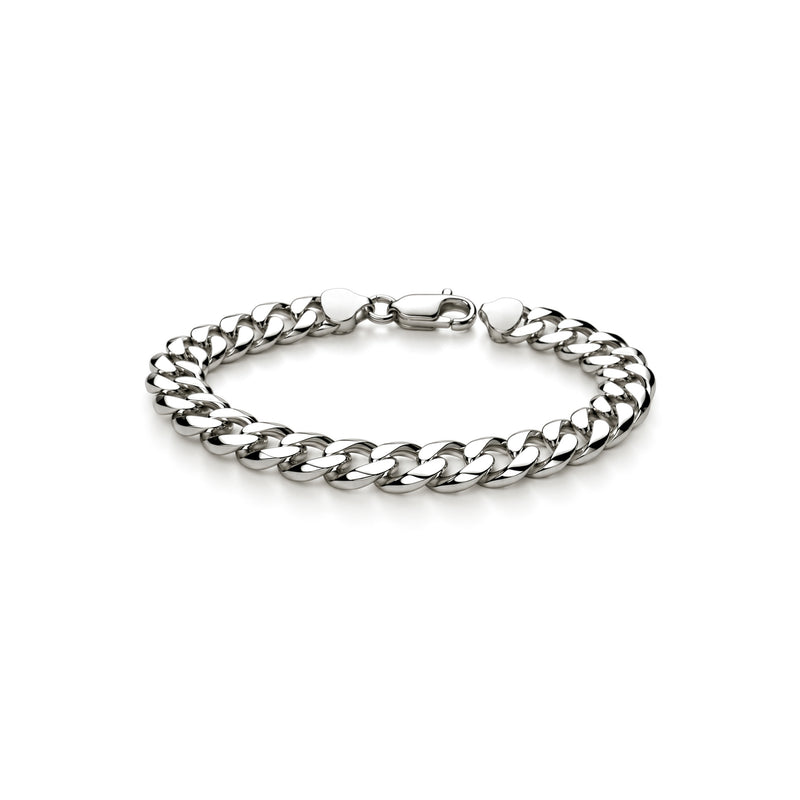 Sterling silver 8mm mens curb bracelet 8.5 inch - front