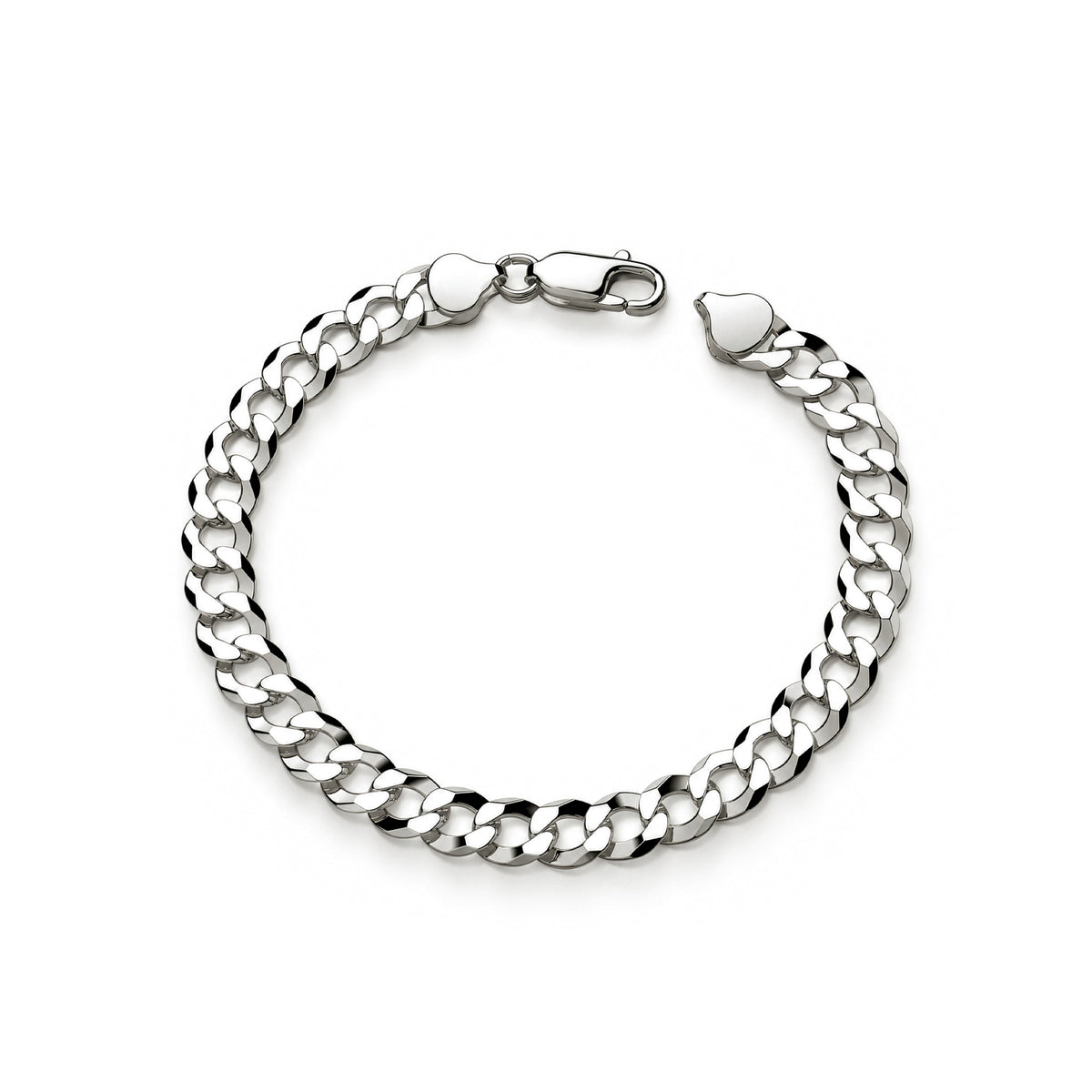Sterling silver 8mm mens curb bracelet 8.5 inch - top
