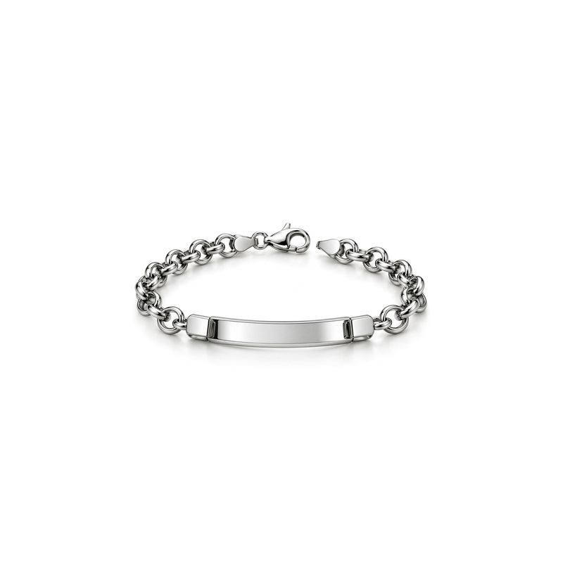 Sterling silver baby child ID belcher bracelet 6.5 inch - front